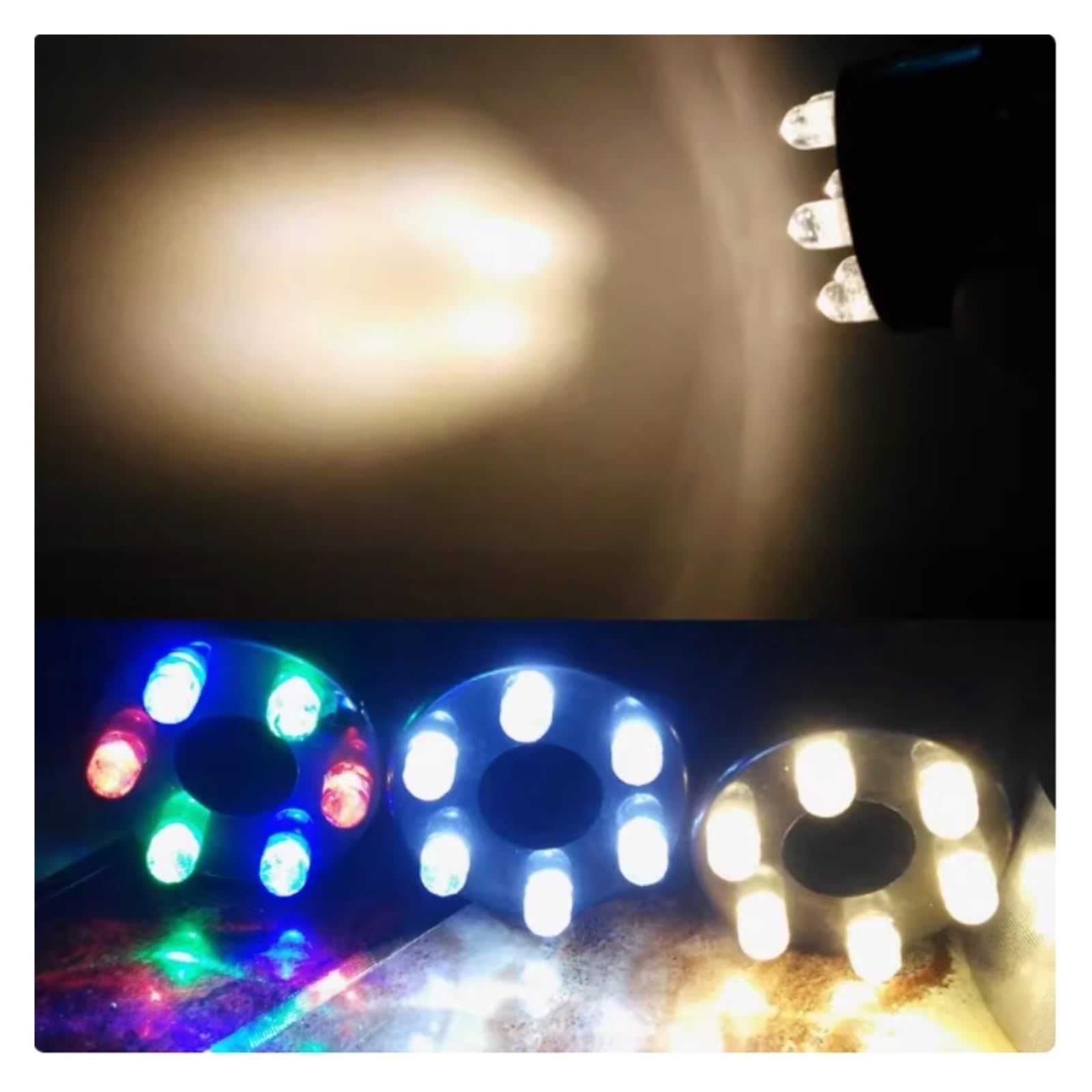 12V 1 a 3 a 4 Luces LED Circulares for Acuario bajo el Agua 6-12(1T3 6LED Warm)