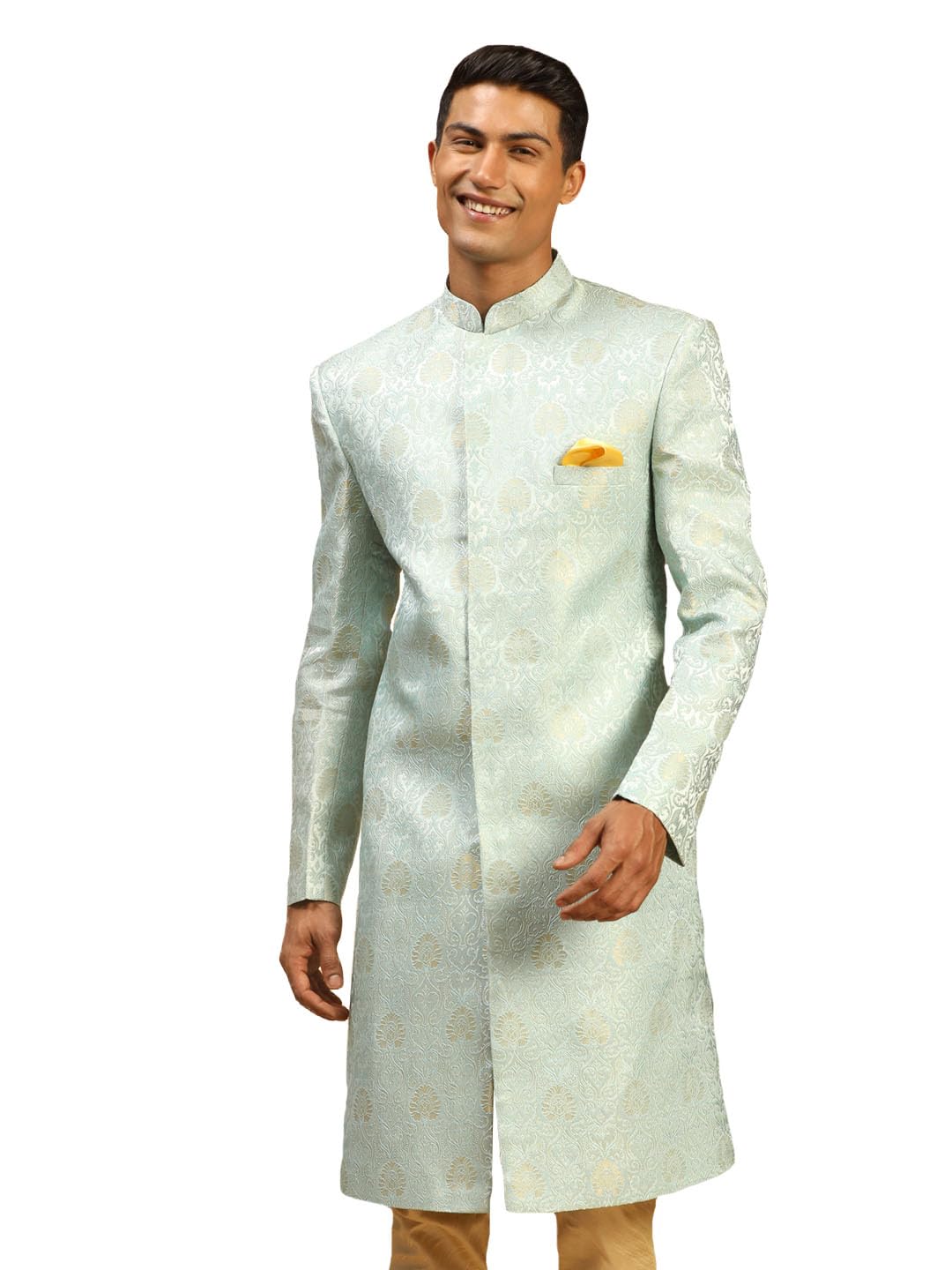vastramay Men's Brocade Sherwani Only Top-picture-22