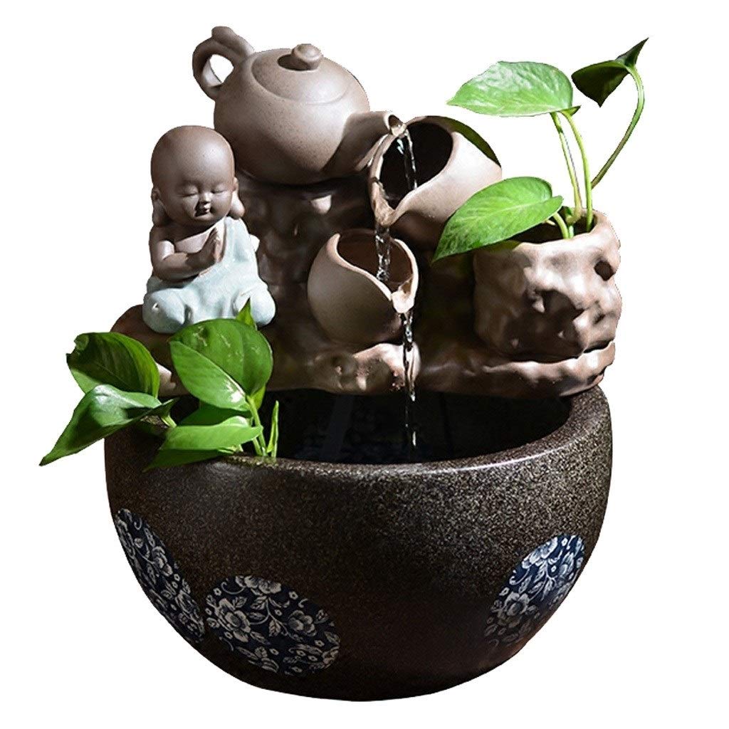 QUSYZD Creative Ceramics Desktop Fountain Desktop Decoration and Atomizing Humidifier Indoor Fountain Desktop Fountains and Waterfalls Small,