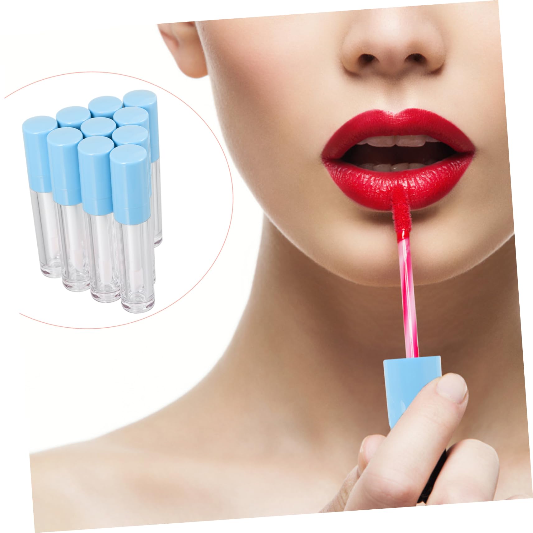 Tubo de Brillo Labial Recargable 8ml Abs Azul, 10 Piezas | Pincel Interior, Formato Rellenable y Reutilizable, Uso en Shopping y Philharmonic, Capacidad de 8ml