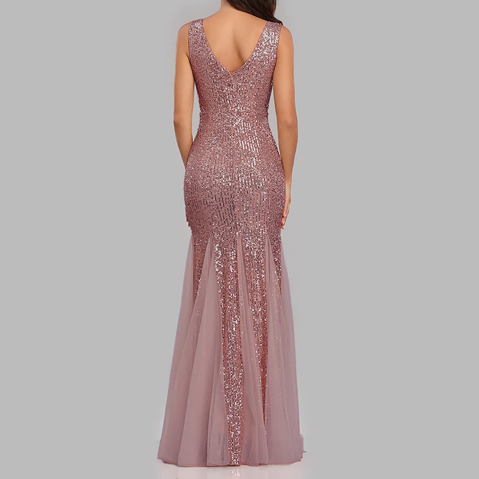 Abito Sera Damigella d'Onore Curvy Festa Ballo Abiti Vintage Sposa Eleganti da Sera Cerimonia Abito da Donna Vestito da Sera Classico Lunghi Abiti Donna Cocktail