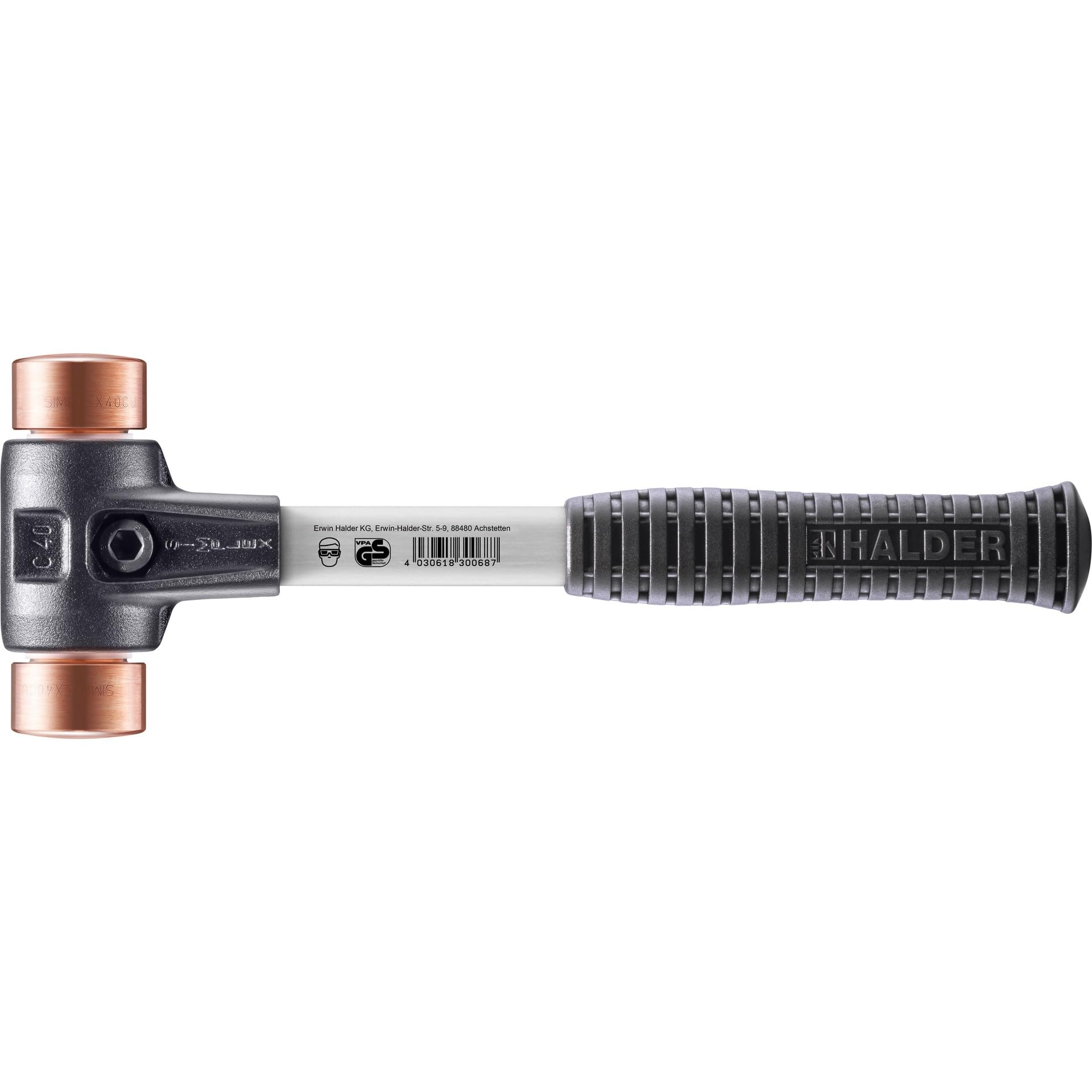 Halder 3704040 "Simplex" Copper Soft-Face Mallet with Fibre-Glass Handle, Multi-Colour, 40 mm