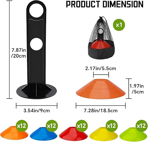 Miniatura 3 de Conos de entrenamiento de fútbol, conos deportivos de fútbol, marcador de campo de entrenamiento, conos de agilidad con bolsa de transporte y