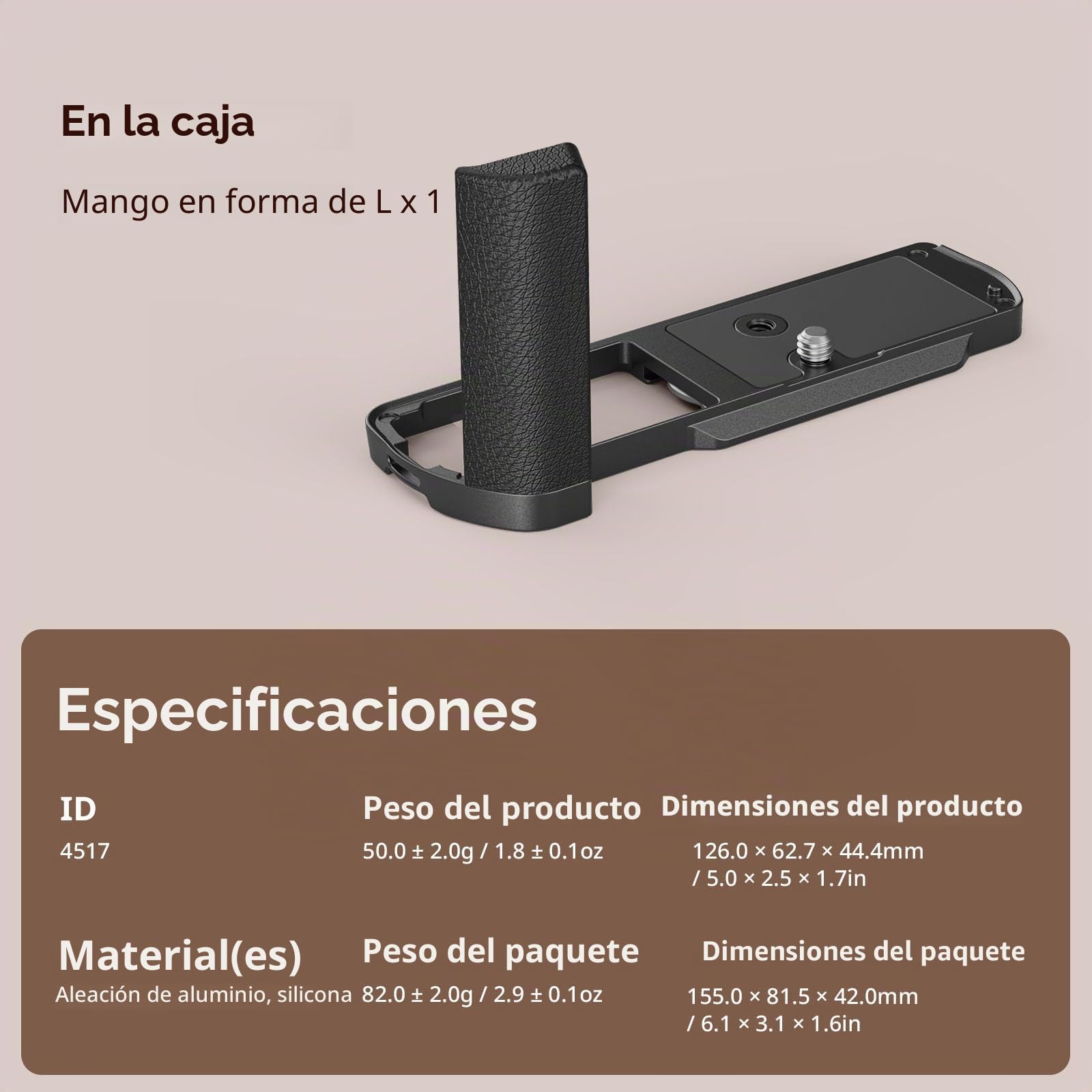 SMALLRIG Mango Forma de L para Panasonic LUMIX S9 con Agarre Ergonómico de Silicona, Placa de Liberación Rápida Incorporada para Arca - 4517