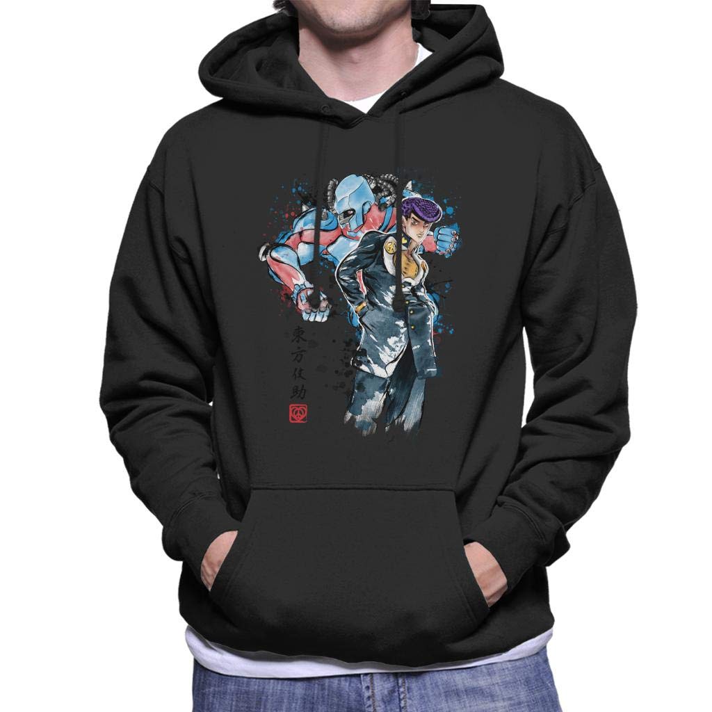 Cloud City 7 Men's Black Josuke Higashikata Watercolour Jojos Bizarre Adventure Hooded Sweatshirt