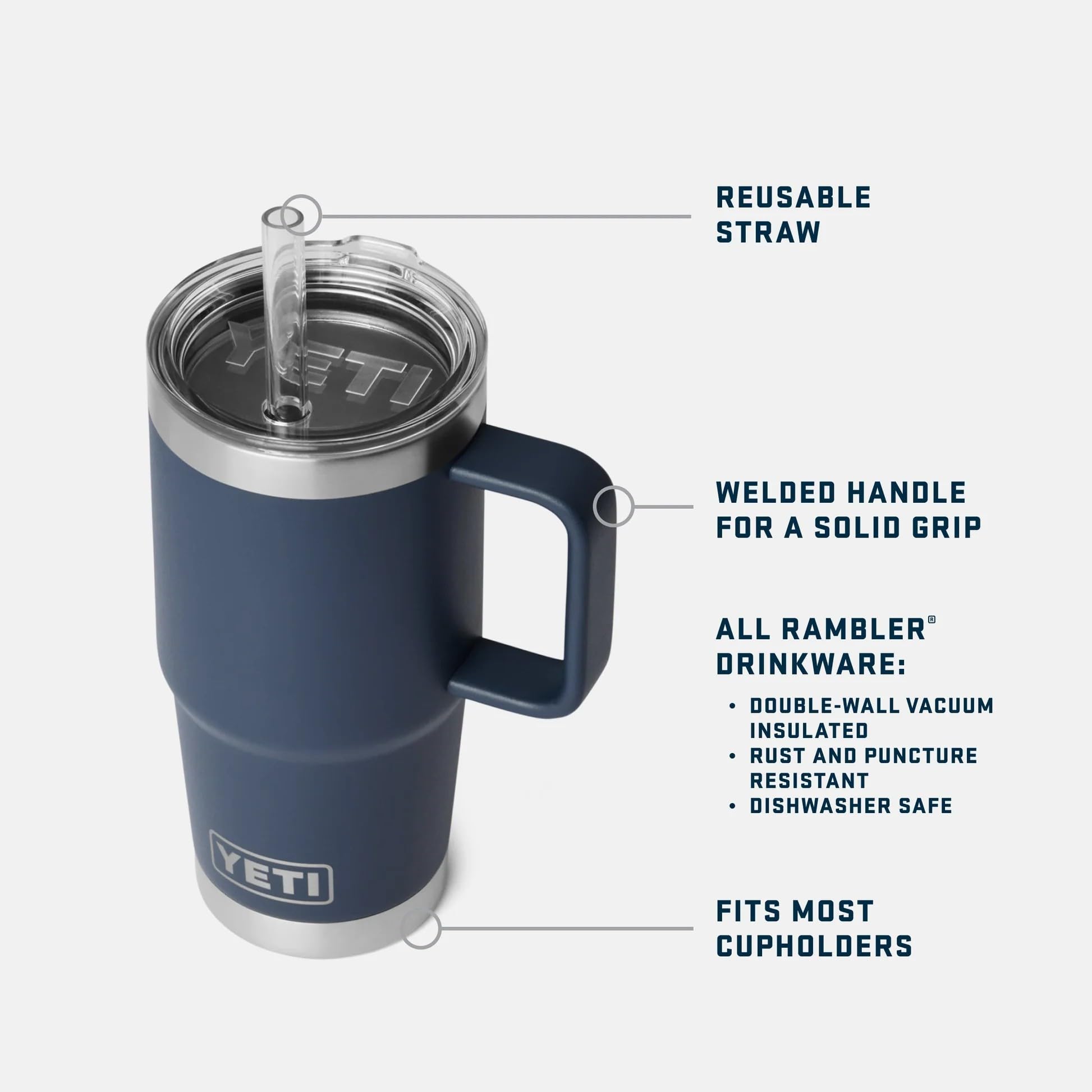 YETI Rambler - Taza de acero inoxidable aislada al vacío con tapa Stronghold, rosa tropical, 739 ml