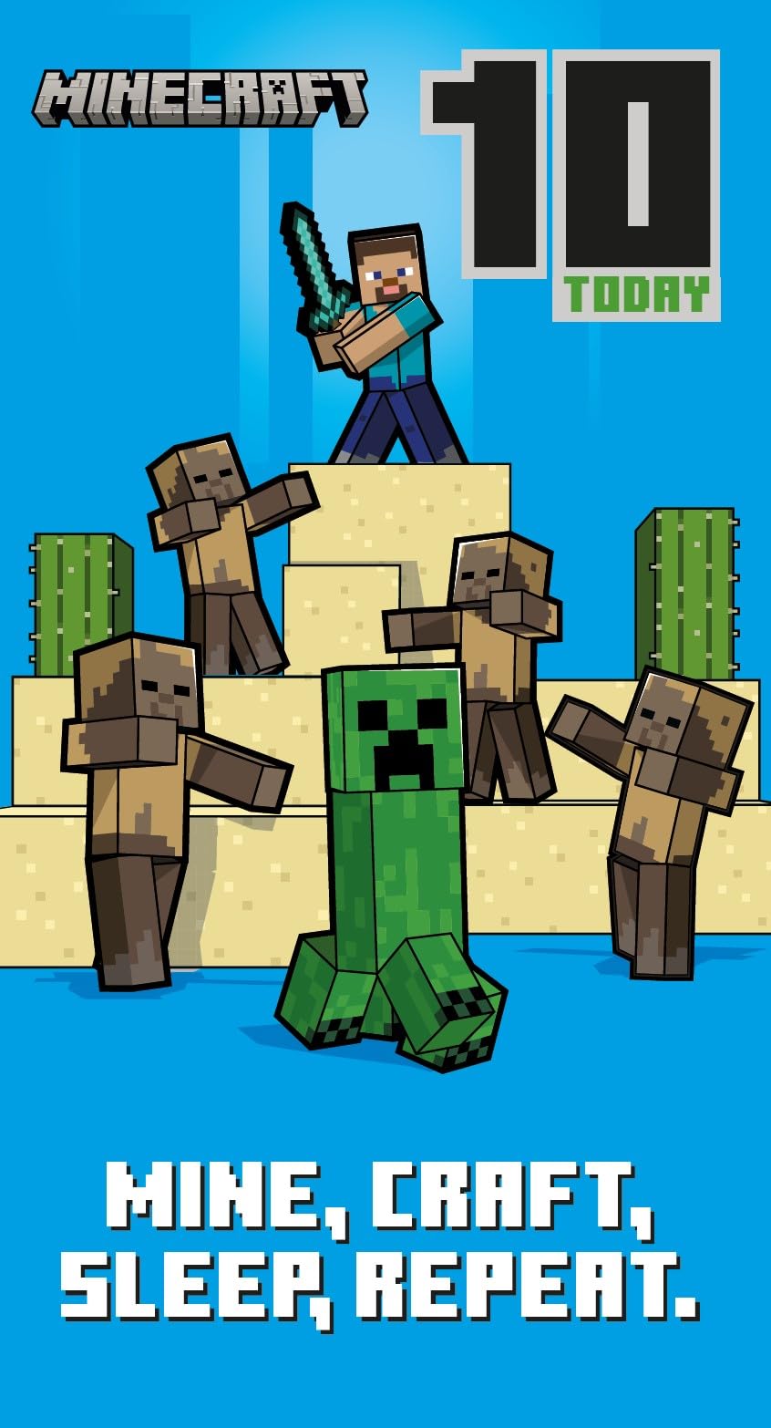 Minecraft 10th Birthday Card Age 10 Happy Birthday Card