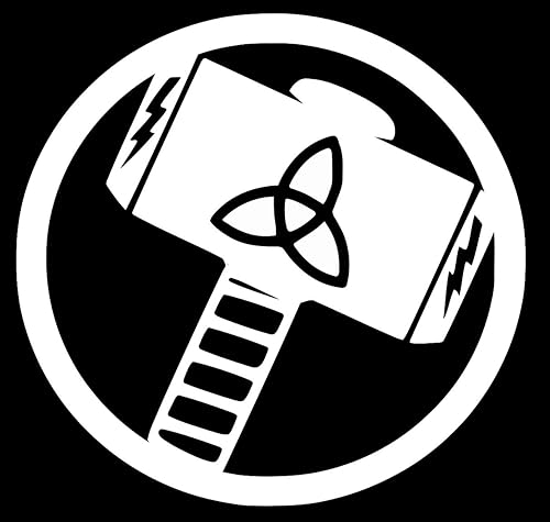 Mjolnir - Calcomanía de vinilo adhesivo de martillo de Thor, impresiones UR, para autos, camiones, SUV, camionetas, paredes, ventanas, laptop,