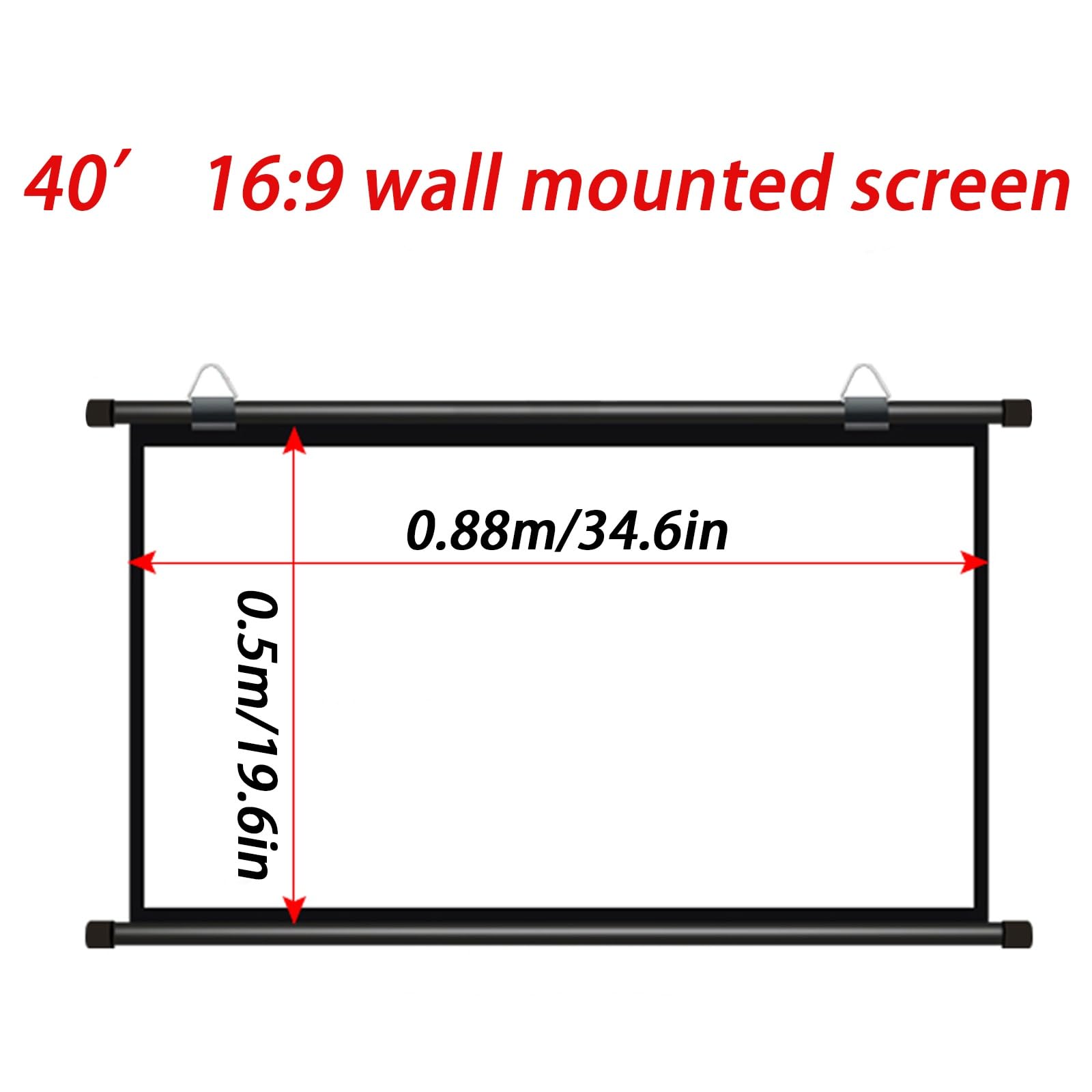 Montowany na ścianie ekran projektora ręczny wysuwany ekran projekcyjny przenośny składany zwijany mobilny ekran filmowy, kino domowe/kino/ekran platformy prezentacyjnej, 76.2 cm, 101.6 cm, 127.0 cm,