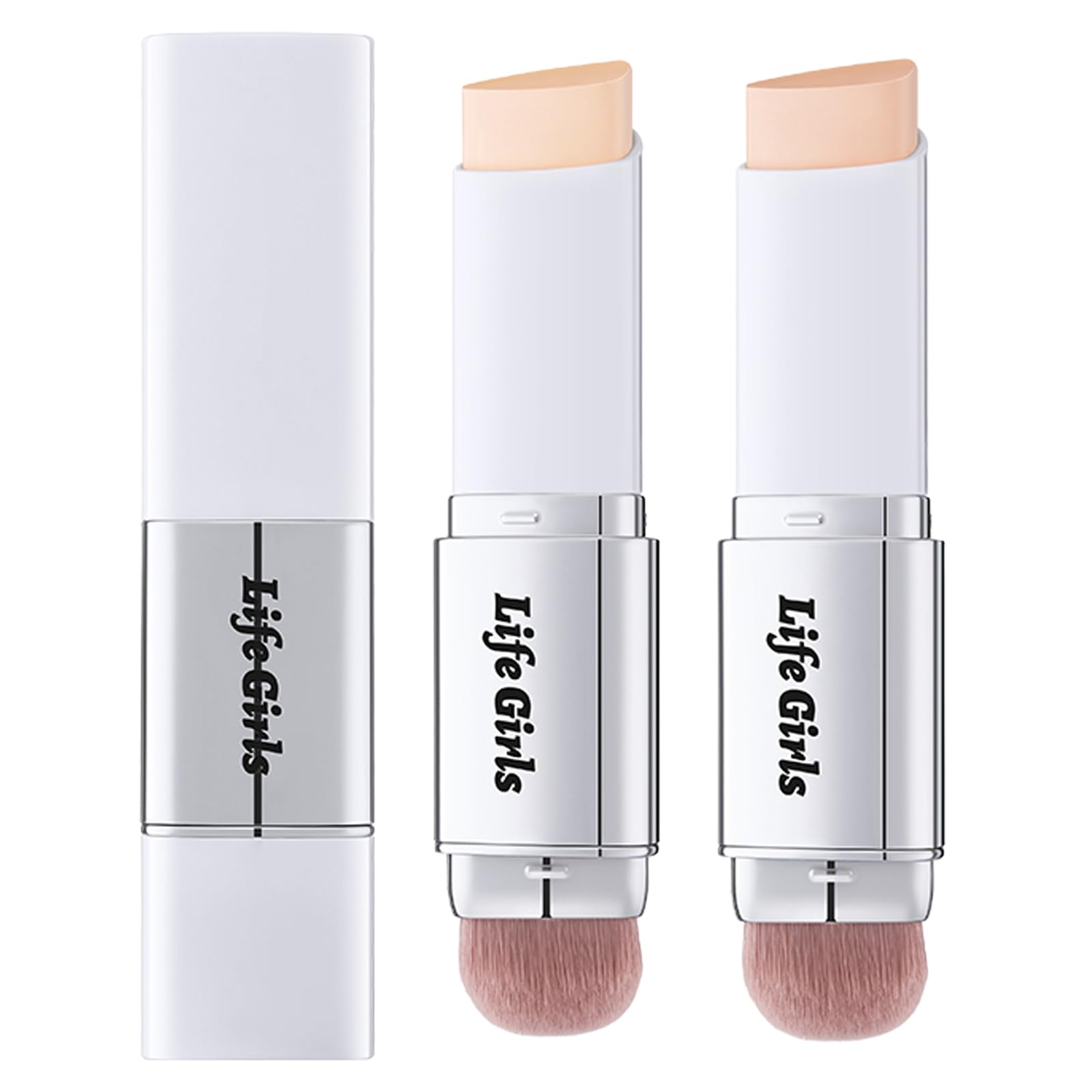 2 Colors Color Changing Foundation Stick, 2-in-1 Blanc Cover Cream Stick with Brush, Make up Foundation for Dewy Skin, Foundation Makeup for Mature Skin & All Skin Tones ivory&natural 0.05 Ounce (Pack of 1)