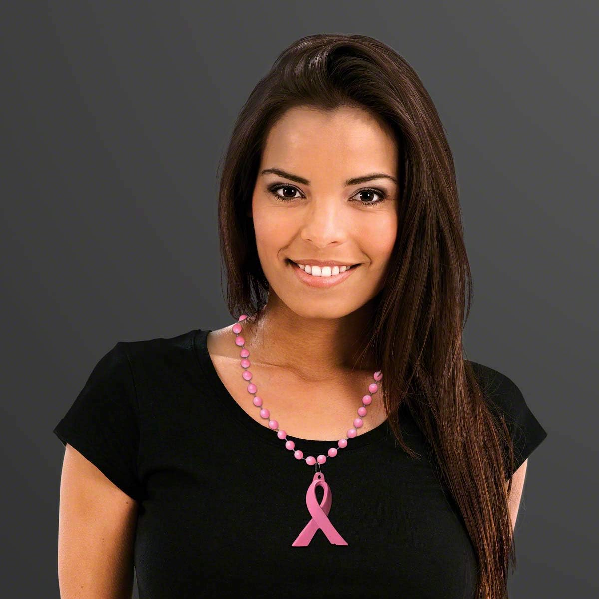FlashingBlinkyLights Breast Cancer Awareness Pink Ribbon Bead Necklace (Set of 48)