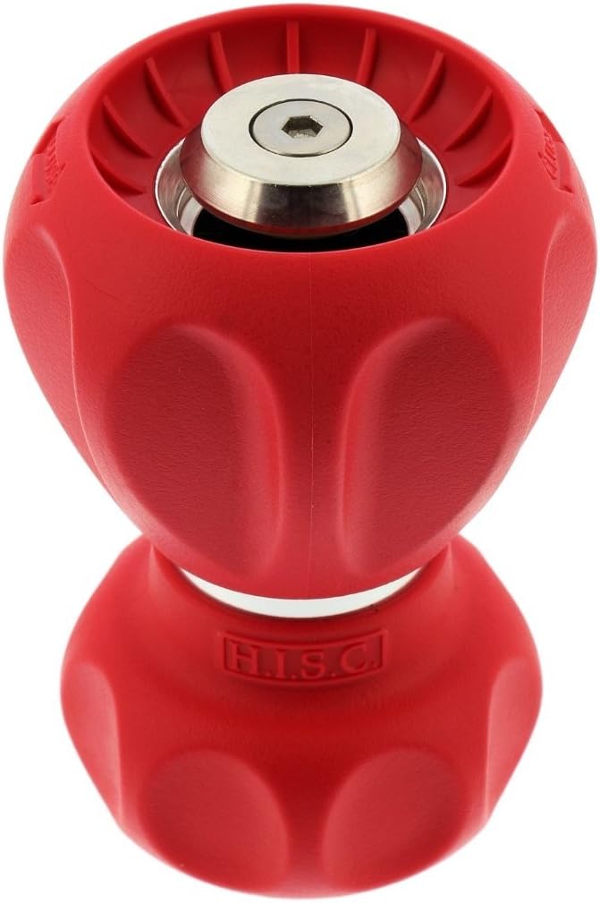 Ultimate Firemanโs Bright, Fun Colored, 5 Spray Pattern Outdoor Hose Nozzle - from Powerful Water Jet for Heavy Duty Cleaning to Soft Sprayer for Watering a Lawn or Garden Flowers- Bright Red