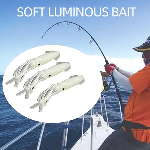 Miniatura 4 de 16 señuelos de pulpo de 4 pulgadas, falda de calamar, cebo de simulación que brilla en la oscuridad, señuelo luminoso de silicona suave para pesca