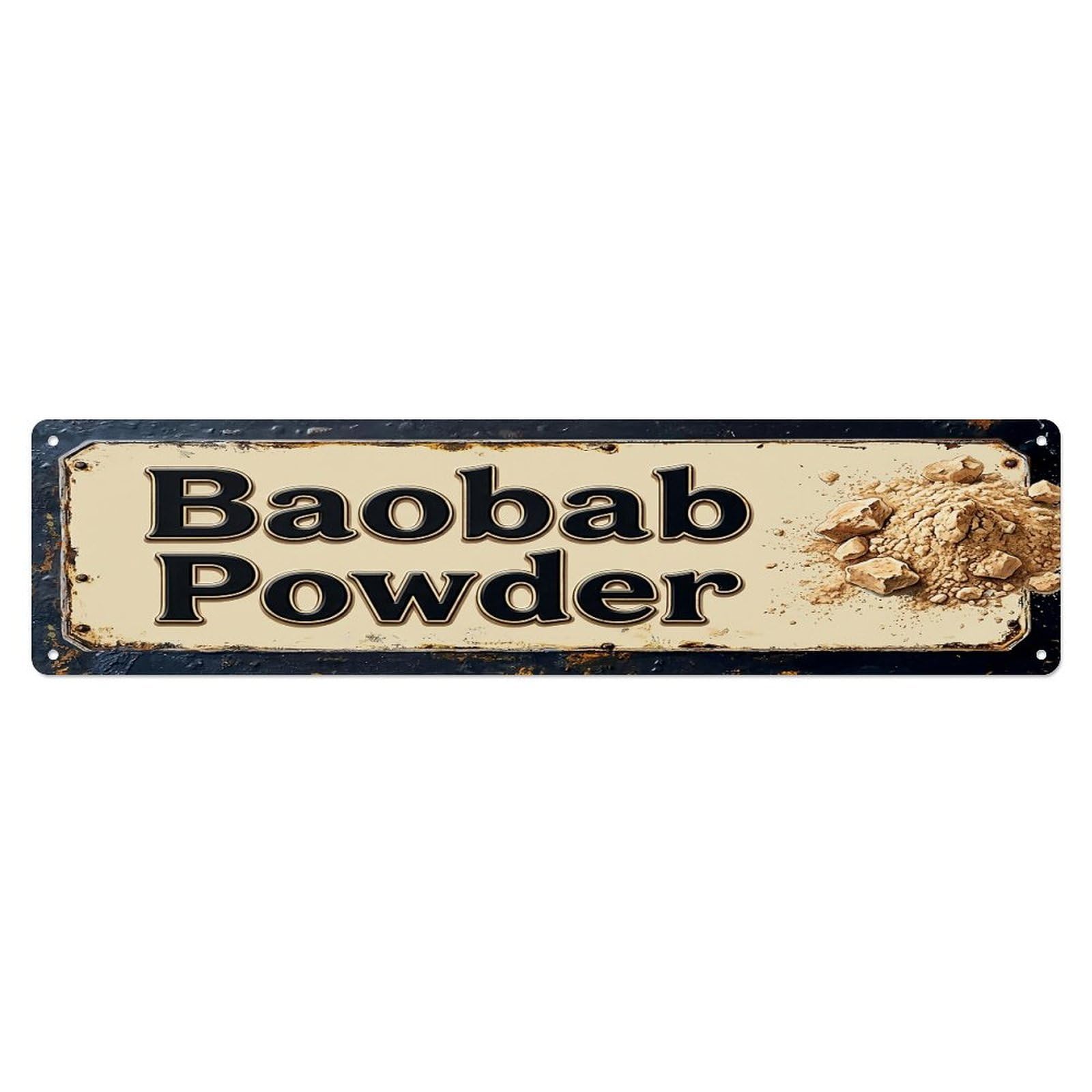 Vintage Baobab Powder Tangy Farmhouse Metal Tin Sign