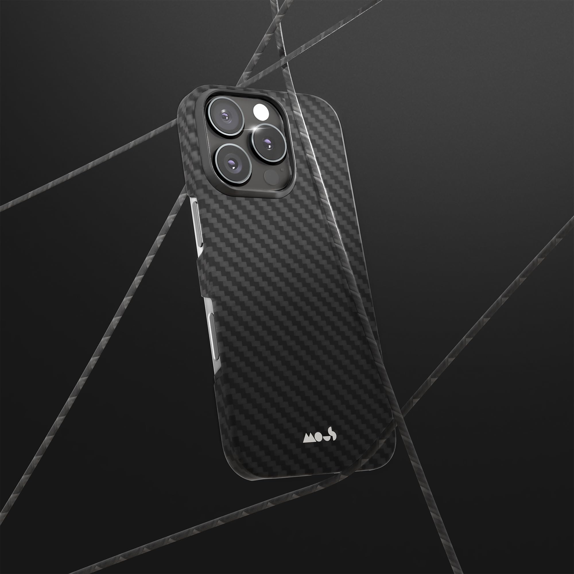 Mous Etui do iPhone'a 16 Pro Max, smukłe, kompatybilne z MagSafe, super cienkie włókno węglowe, magnetyczne etui na telefon