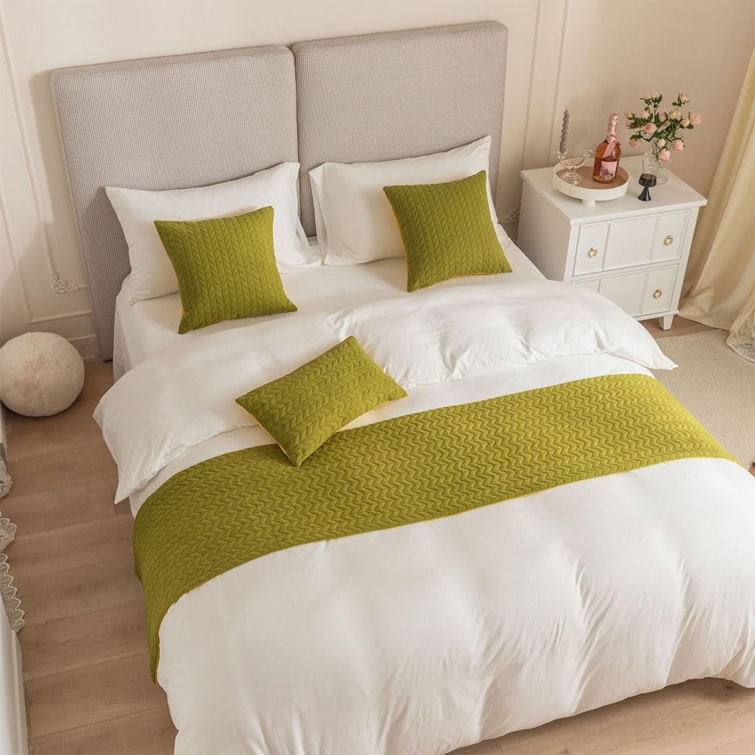 HIQACTLIF Bed Runners Double, Nordic Dutch Velvet Wave Thickened Double-sided Bed Runners for Foot of Bed，Bed Runners & Scarves Protection for Hotel Guesthouse Wedding Room
