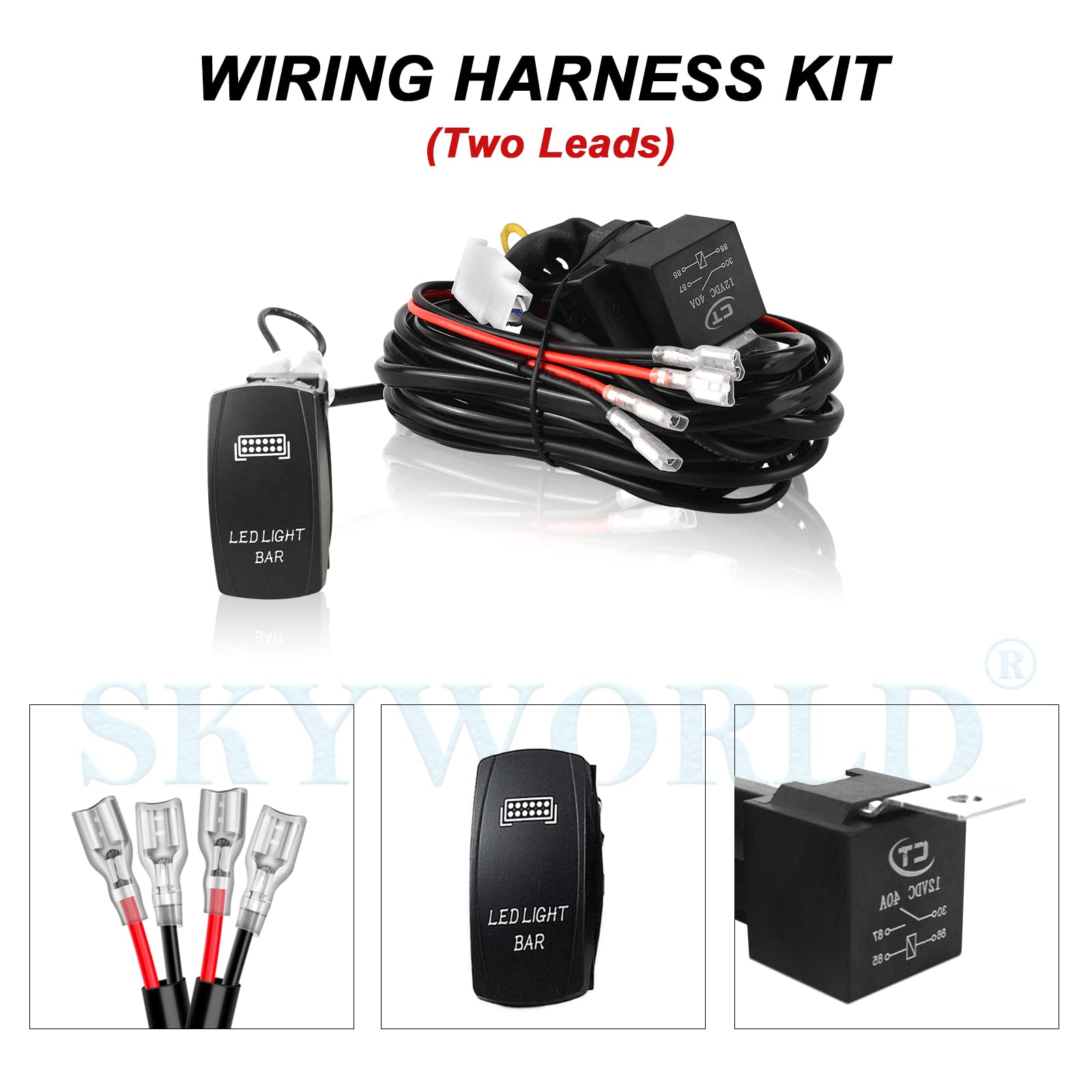 SKYWORLD Reflektor roboczy LED, 2 x 7 cali, 120 W, biały, reflektor roboczy LED, dodatkowy reflektor z wiązką przewodów 12 V, do samochodów terenowych, traktorów, samochodów ciężarowych, SUV, UTV,
