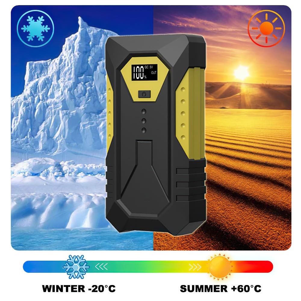 Booster Batterie Voiture 26800mAh 800A, Jump Starter Portable, Demarreur Batterie Voiture (Jusqu'à 6.0L Essence Ou 5.0L Gazole), avec Pinces De SûReté Intelligentes Lampe à LED