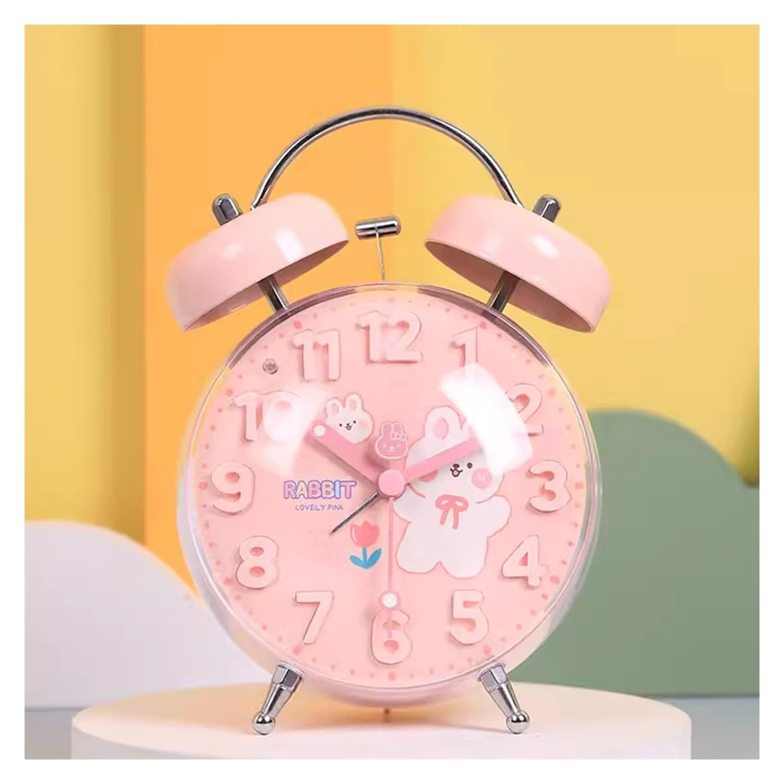 Schreibtischuhr Lauter Wecker für Schlafzimmer, Analoger Wecker, Kleiner Wecker, Niedliches Design für Kinder, Batteriebetrieb, 4-Zoll-Wecker für Schlafzimmer,A