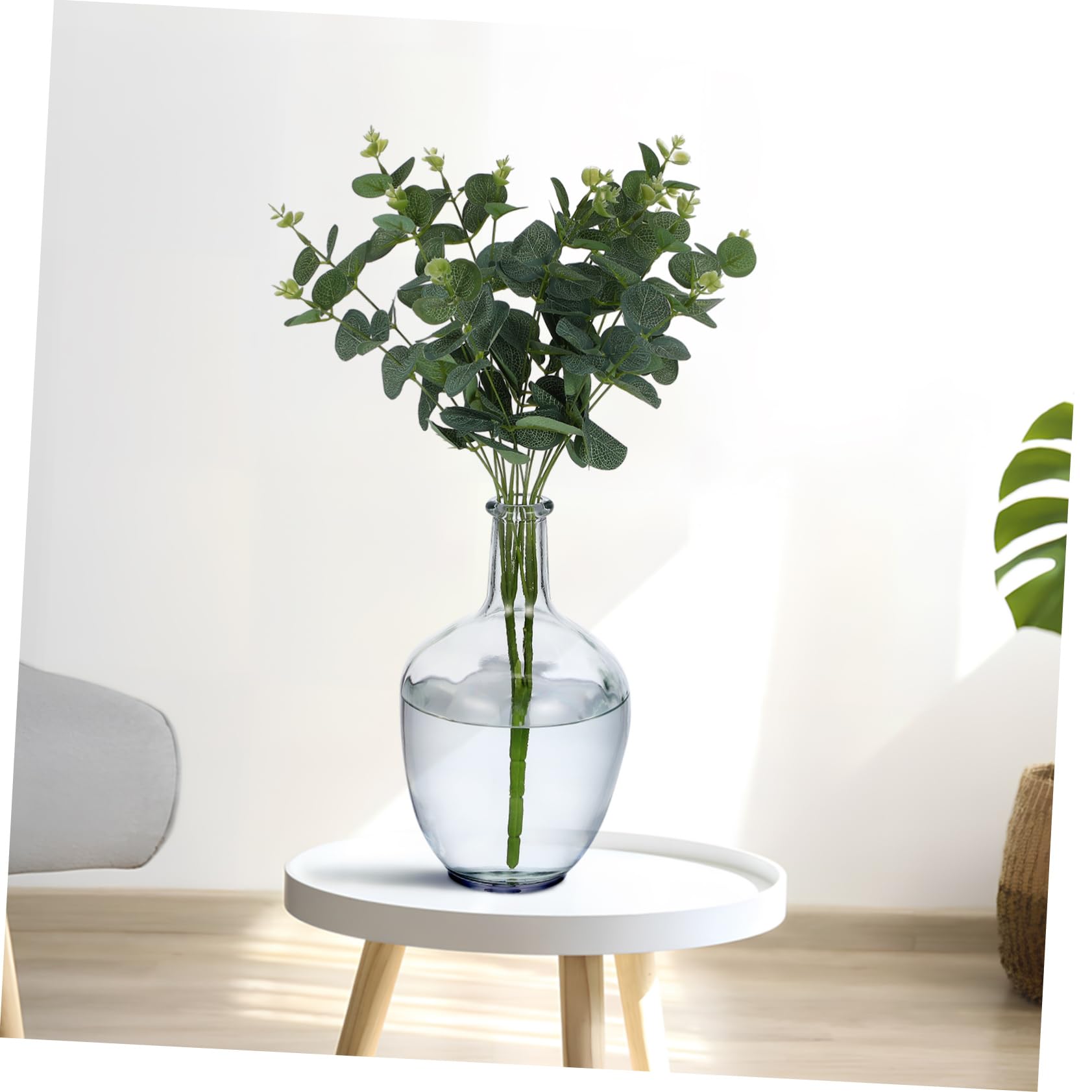 Jarrón de Decorativo con Cuello Estrecho para Arreglos Base Estable para Bodas y Decoración del Jarrón Transparente para de Mesa
