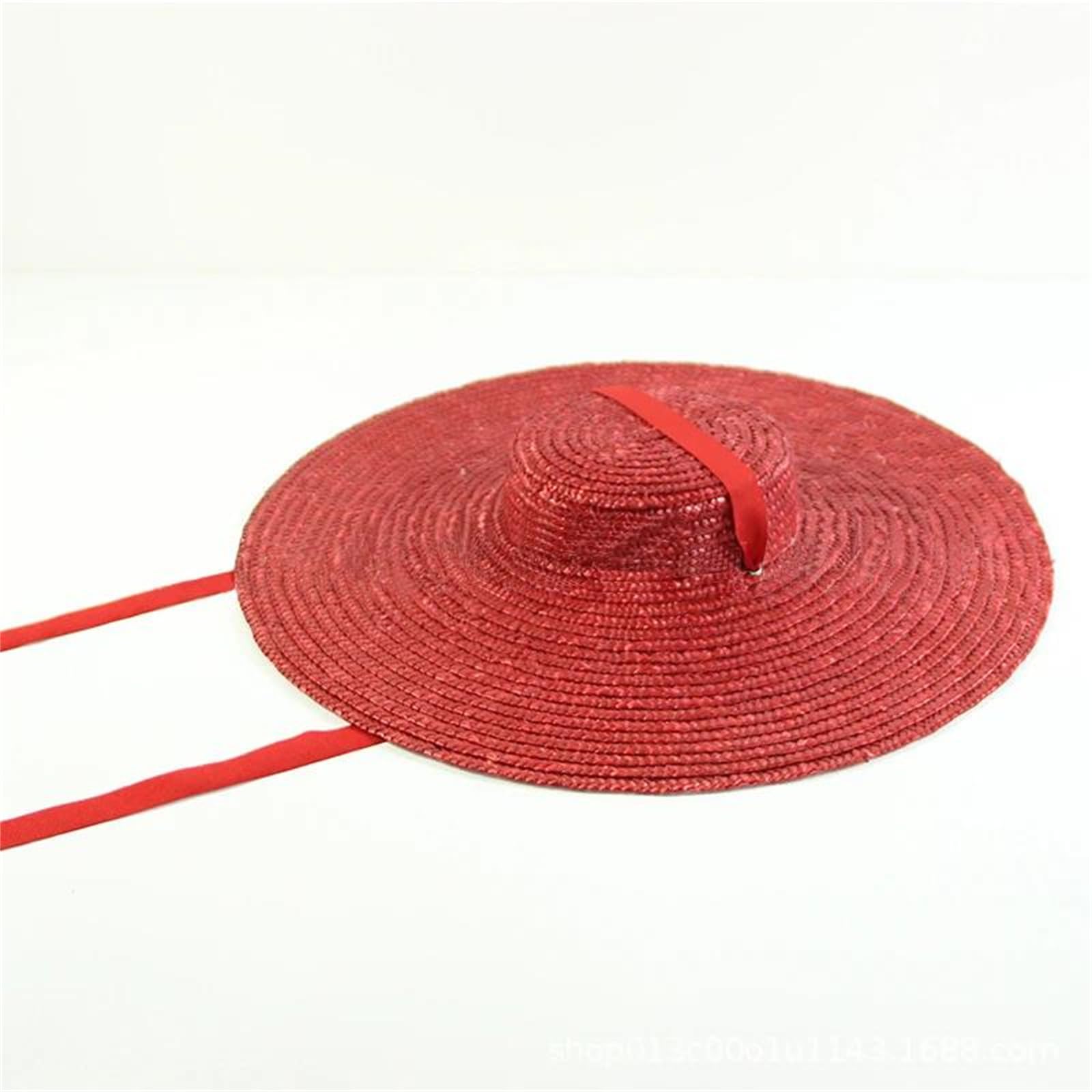 Sombrero de paja de ala ancha para mujer, parte superior plana, sombreros de playa de verano, gorra de viaje