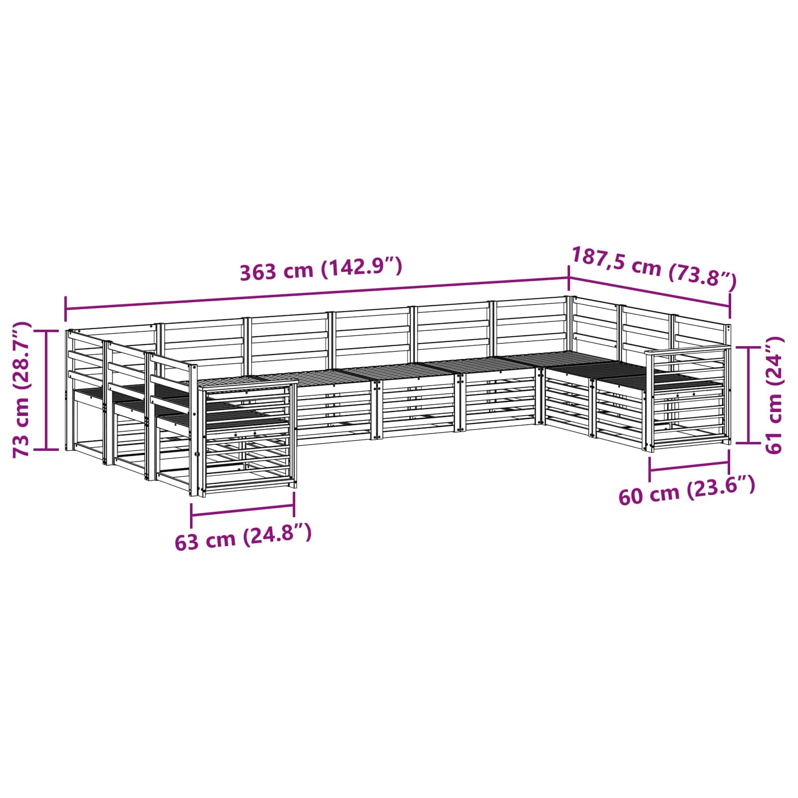 Gartenmöbelset 10-teilig aus massivem Akazienholz wetterfestes Outdoor-Möbelgarnitur für Terrasse Balkon Garten Essgruppe Sitzgruppe mit Tisch Stühlen und Sofas
