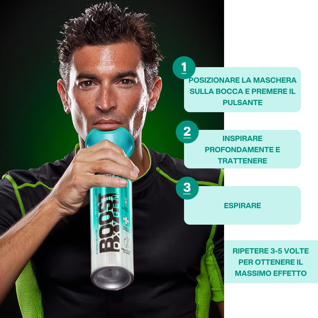 Boost Oxygen Eucalipto 9L (8 Pack) | Bomboletta di Ossigeno Puro al 95% Portatile per Recupero, Concentrazione e Energia