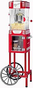 Nostalgia Popcorn Maker Machine - Professional Cart With 2.5 Oz Kettle Makes Up to 10 Cups - Vintage Popcorn Machine Movie Theater Style - Retro Red