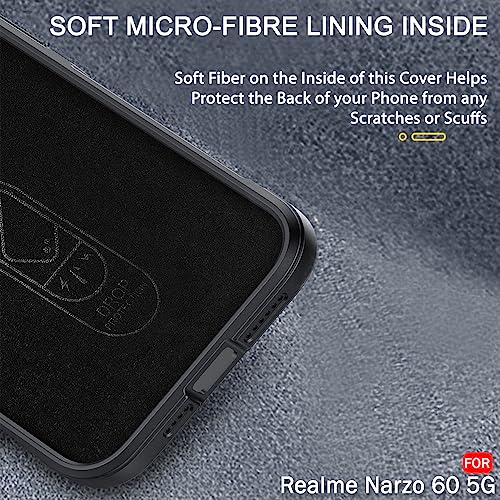 Image of TheGiftKart Liquid Silicon Back Cover Case for Realme Narzo 60 5G | Shockproof Military Grade Protection | Micro-Fibre Cloth On Inner Side | Built-in Anti-Slip Grip Realme Narzo 60 Back Cover (Black)