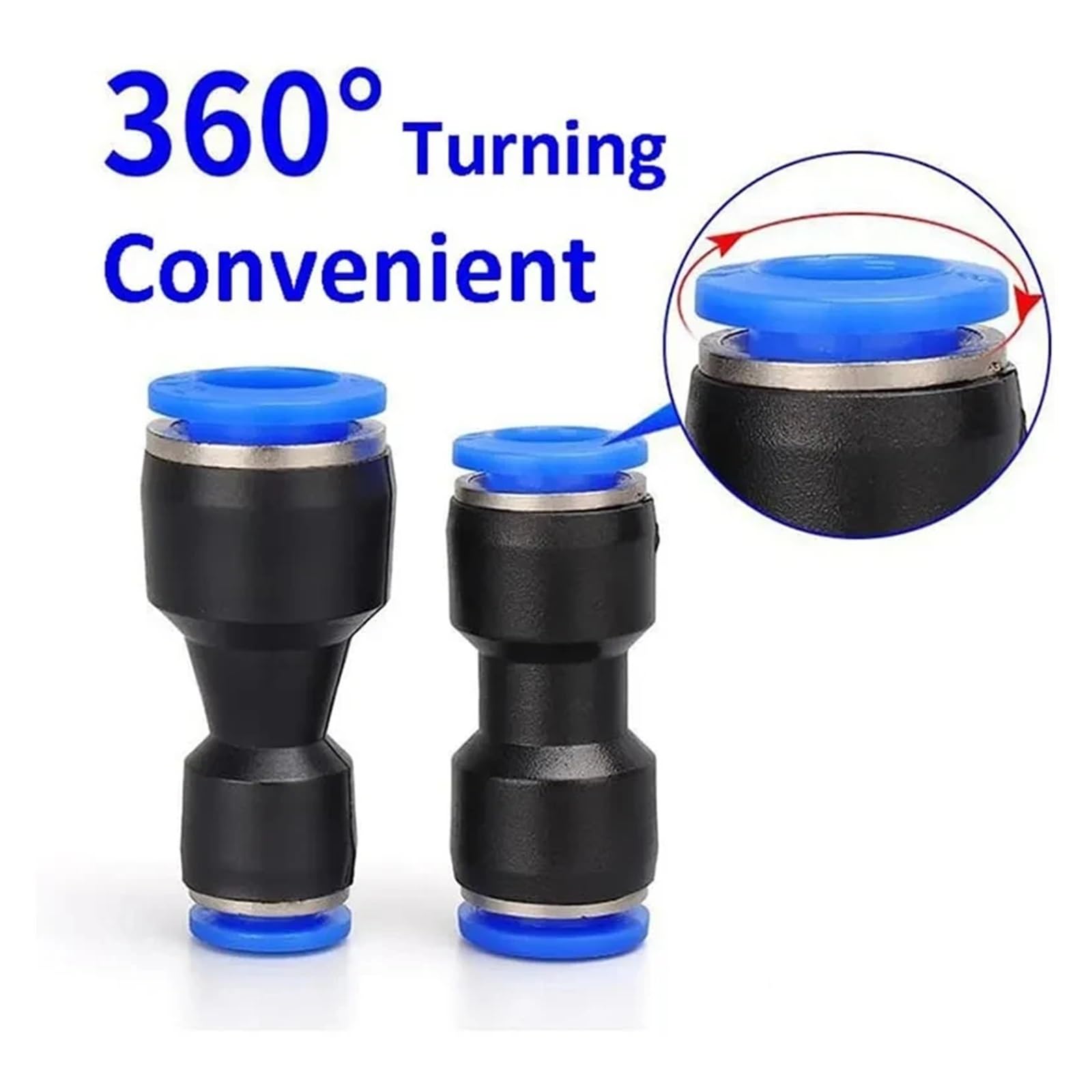 TaoHHU Conectores neumáticos rápidos de 50/100/1000 piezas, conexión de manguera de plástico PU PG de 4 mm, 6 mm, 8 mm, 10 mm y 12 mm, for insertar en el tubo.(PG 12-8,100 PCS)