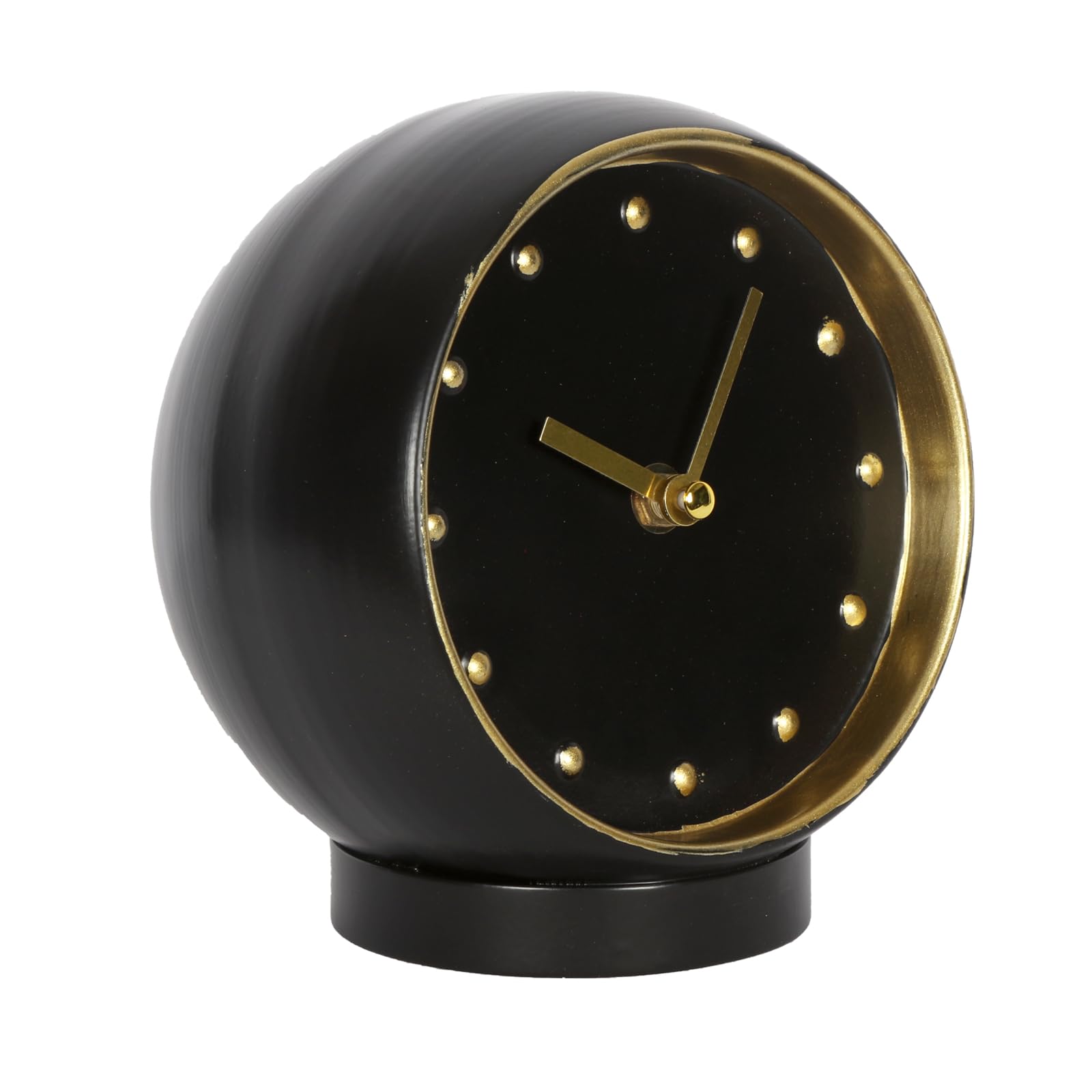 QIYAODECO Desk Clock Vintage Black Table Clock on Stand, Decorative Desk and Shelf Clock?Decorative Battery Operated Table Top Clock for Living Room?Silent Non-Ticking