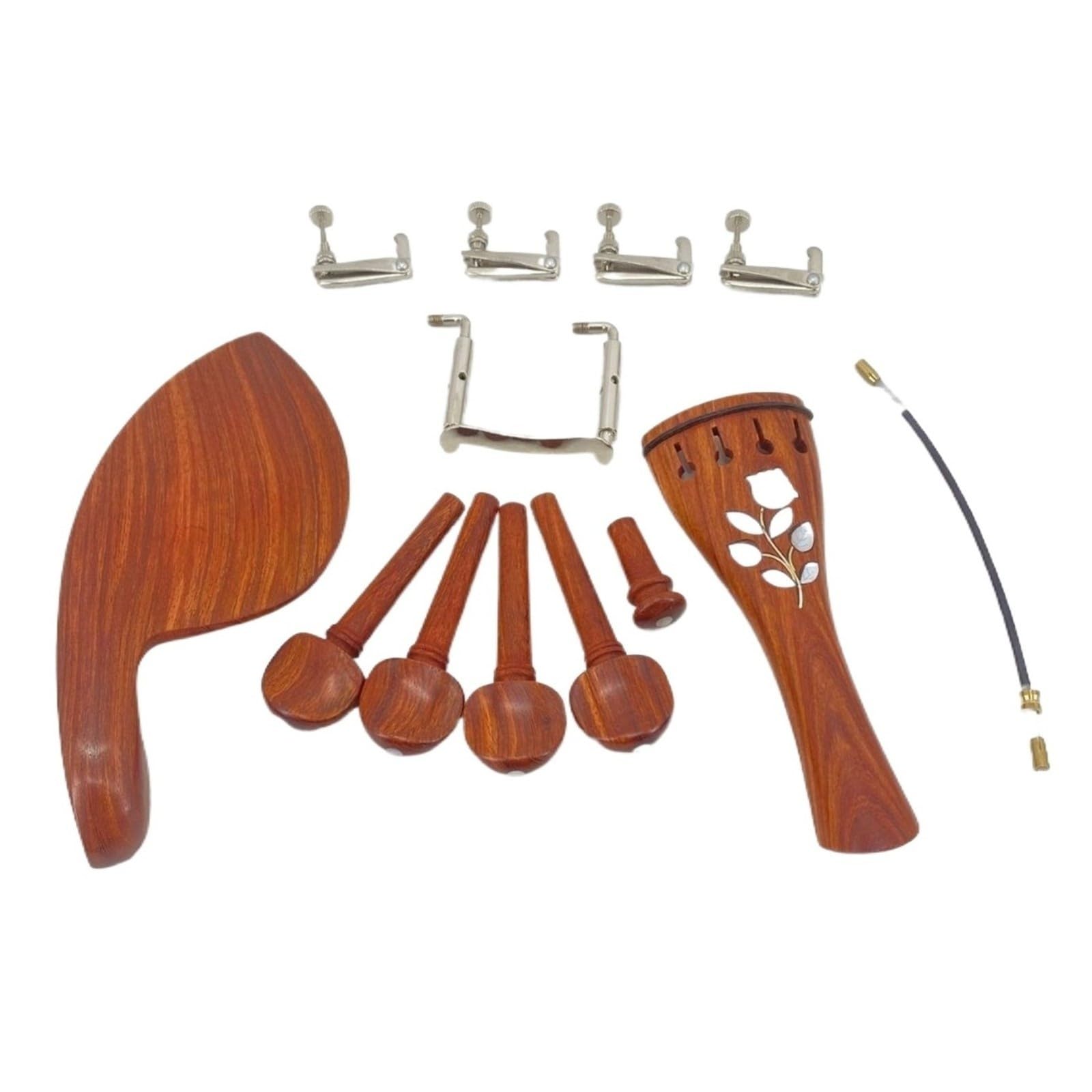 Accesorios for violín 4/4, mentonera de palisandro, clavijas, pilar trasero(S2)
