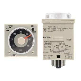 Delay Timer Relay, H3CR-A Delay Timer Relay 0.5S-300H Knob Control Time Relay 11-Pin 100-240VAC 100-125VDC