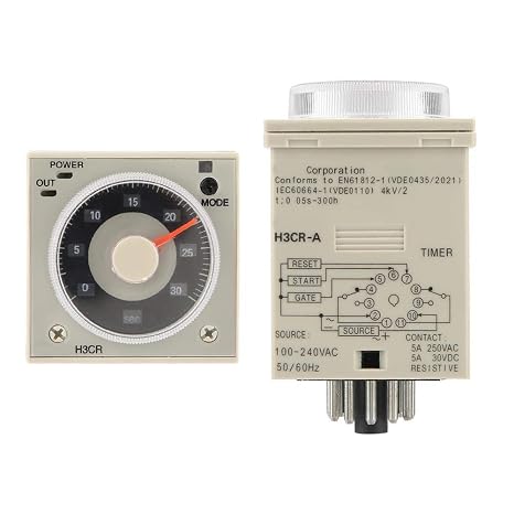 Delay Timer Relay, H3CR-A Delay Timer Relay 0.5S-300H Knob Control Time Relay 11-Pin 100-240VAC 100-125VDC