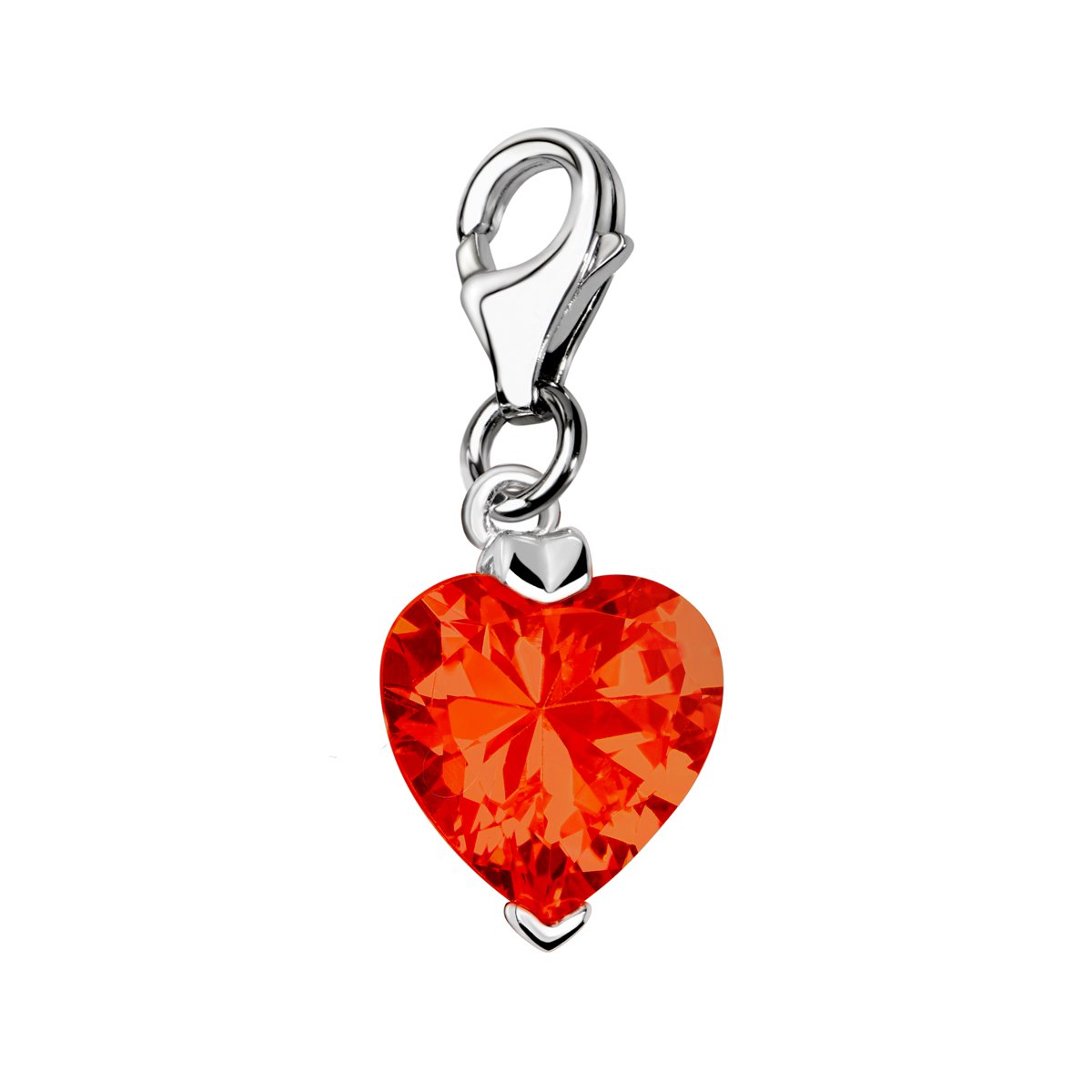 Quiges Charm Pendentif en Argent 925 Coeurs de Cristal avec Fermoir