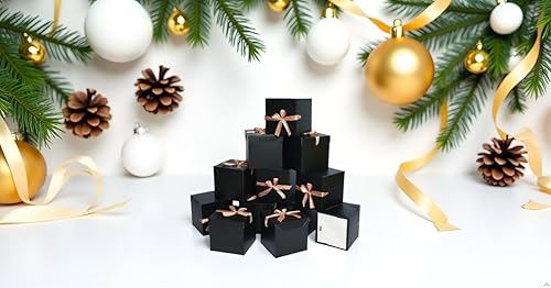 Vista 31 de Paquete de 12 cajas de regalo con tapas, cajas cuadradas anidadas con tapas para el día del padre, graduaciones, bodas, cumpleaños y Navidad, caja