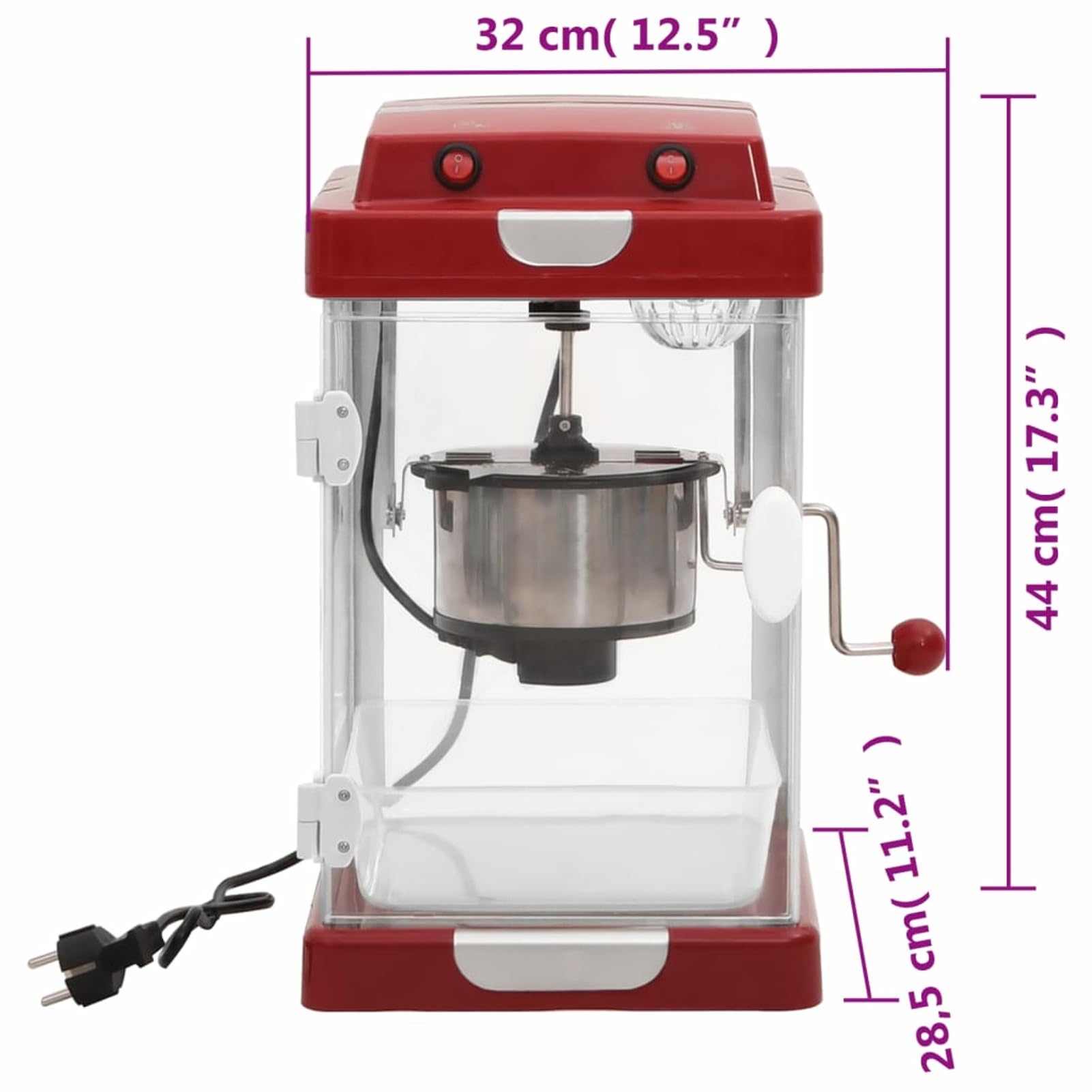 Macchina per Pop Corn Stile Cinema 2,5 OZ,Popcorn Machine,Retro Macchina Pop Corn Compatta,Aria Calda Senza Olio Grasso,Edizione Rossa retrò