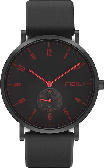Men's Watch Ultra-Thin Minimalist Waterproof-Fashion Watch for Men or Women with Silicone Band Wrist Watches, 1100-Black Red, thin watches for men