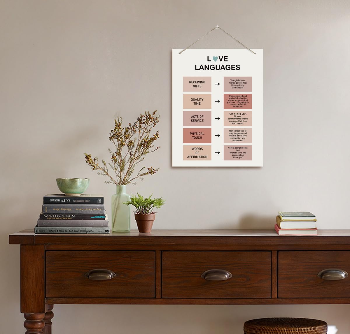 BQL Therapy Office Decor, Hanging Wall Art, Love Communication, Family Love Sign, 8X10inch Wooden Decorative Sign, Warm Earth Tone, Rustic Style 2