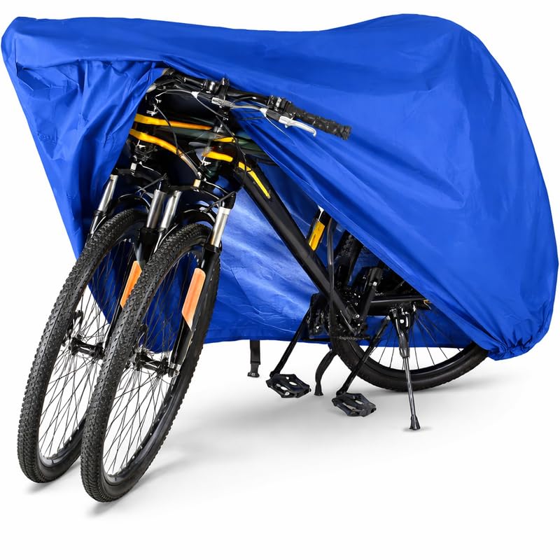 Image of Waterproof Blue Bicycle Cover for Single /Double Cycle - Dustproof, UV Resistant Bike Cover