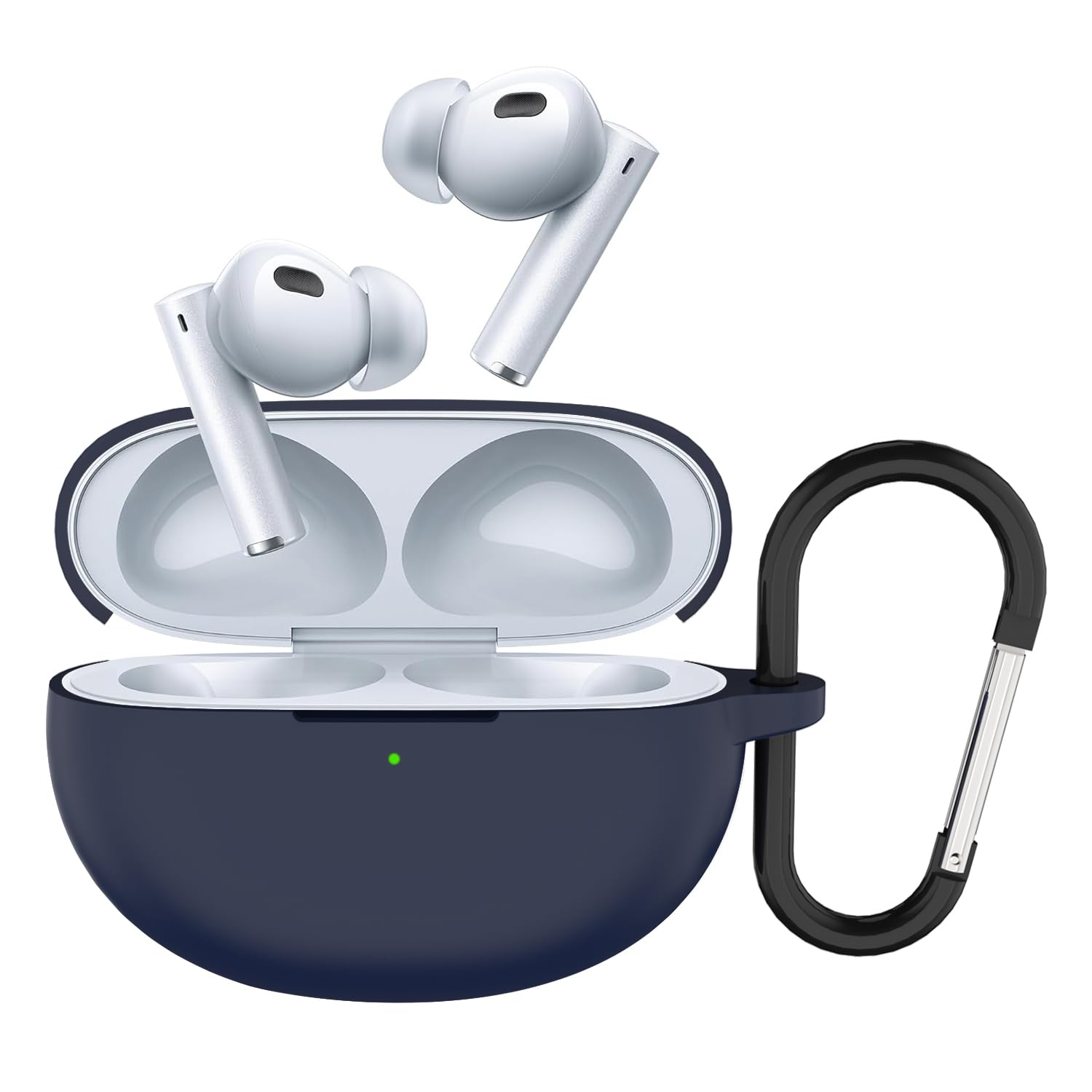 Sounce Silicone Case Cover for Realme Buds Air 6 Pro, Portable Non-Slip Grip & Scratch-Resistant Protector with Carabiner Clip Full Protection Water Resistant, Shockproof Cover - Blue