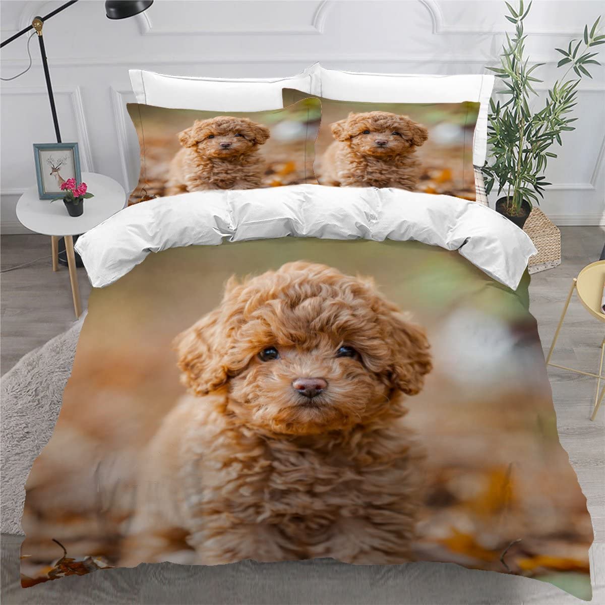 Luoru Color25 Teens Double Duvet Covers Set 3D Printed Childrens And Adults Double Bedding Duvet Set Brown Poodle Poodle Hypoallergenic Fluffy Bedding Set For Small Double 200X200 Cm