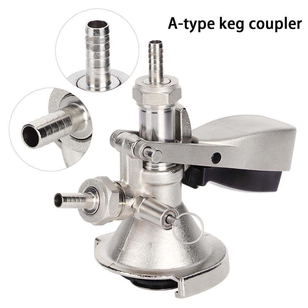 Coupleur de fût, coupleur de fût de distributeur de fût de bière en acier inoxydable de type A, connecteur de fût de bière coupleur de robinet de fût pour bar, pub, hôtel