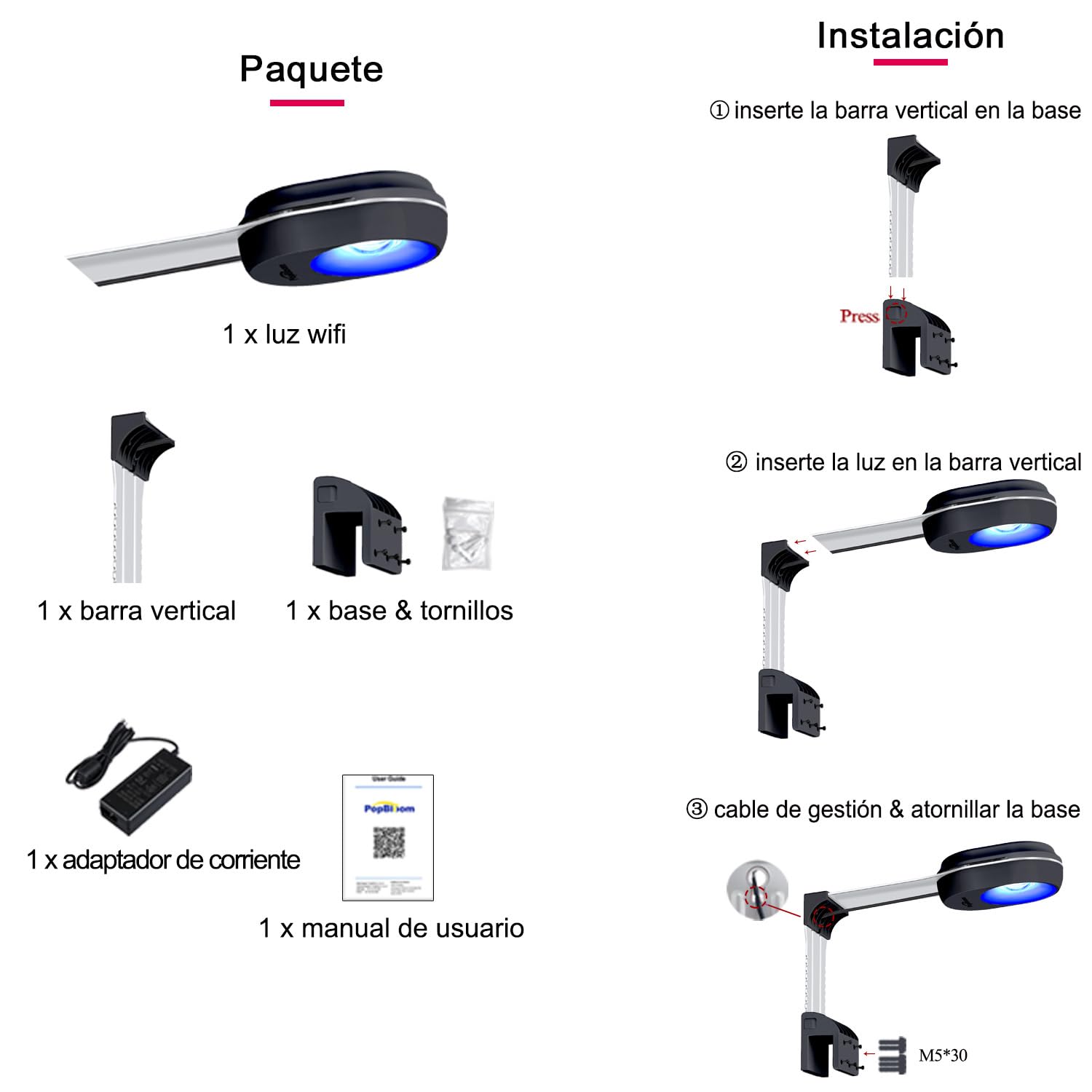 PopBloom RL60 WiFi 60 Watts Acuario LED Luz de Arrecife, Smart-APP Control con Sol Azul LED marino para tanques de peces de coral de agua salada