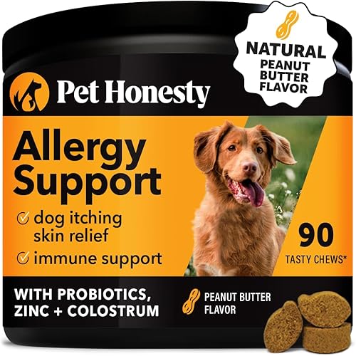 PetHonesty - Suplemento para alivio de las alergias caninas con aceite de salmón omega 3 colostro prebióticos y probióticos digestivos para alergias disponible en Yaxa Colombia