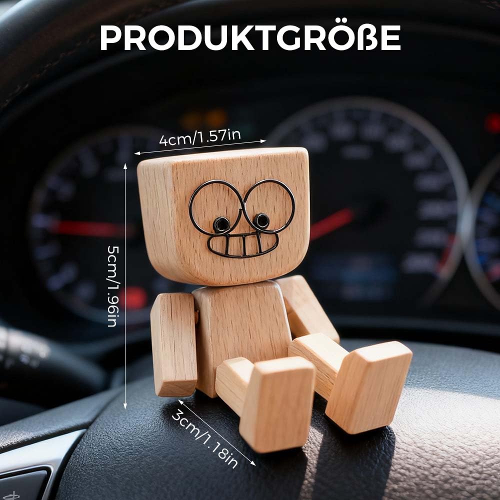 Wackelnder Holzmann Figur - Handgefertigte Dekoration Für Schreibtisch Und Auto