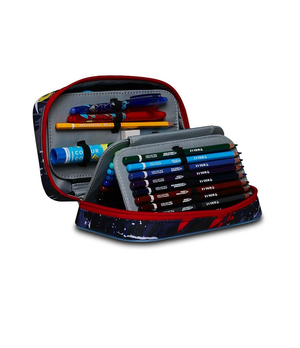 Seven Federmäppchen, Mäppchen, Mehrfarbig, Federtasche für Schreibwaren, gefülltes Etui mit Stiften, Kugelschreiber & mehr, aufklappbar, Mädchen & Jungen, Schule&Grundschule, XXL