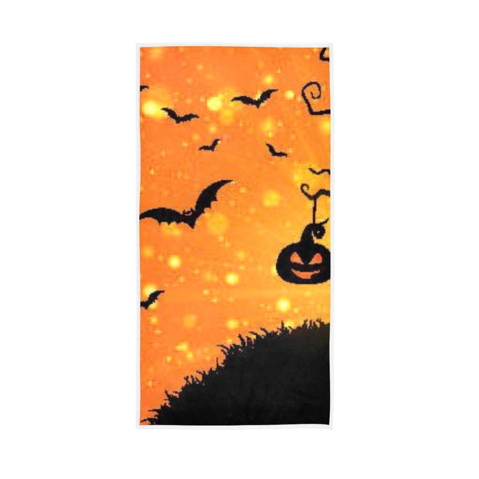 LSRCPD Halloween Pumpkins Bats Face Towels, 15 x 30 Inches Absorbent Hand Towel, Spa Facial Towels Microfiber Hand Towels for Bathroom
