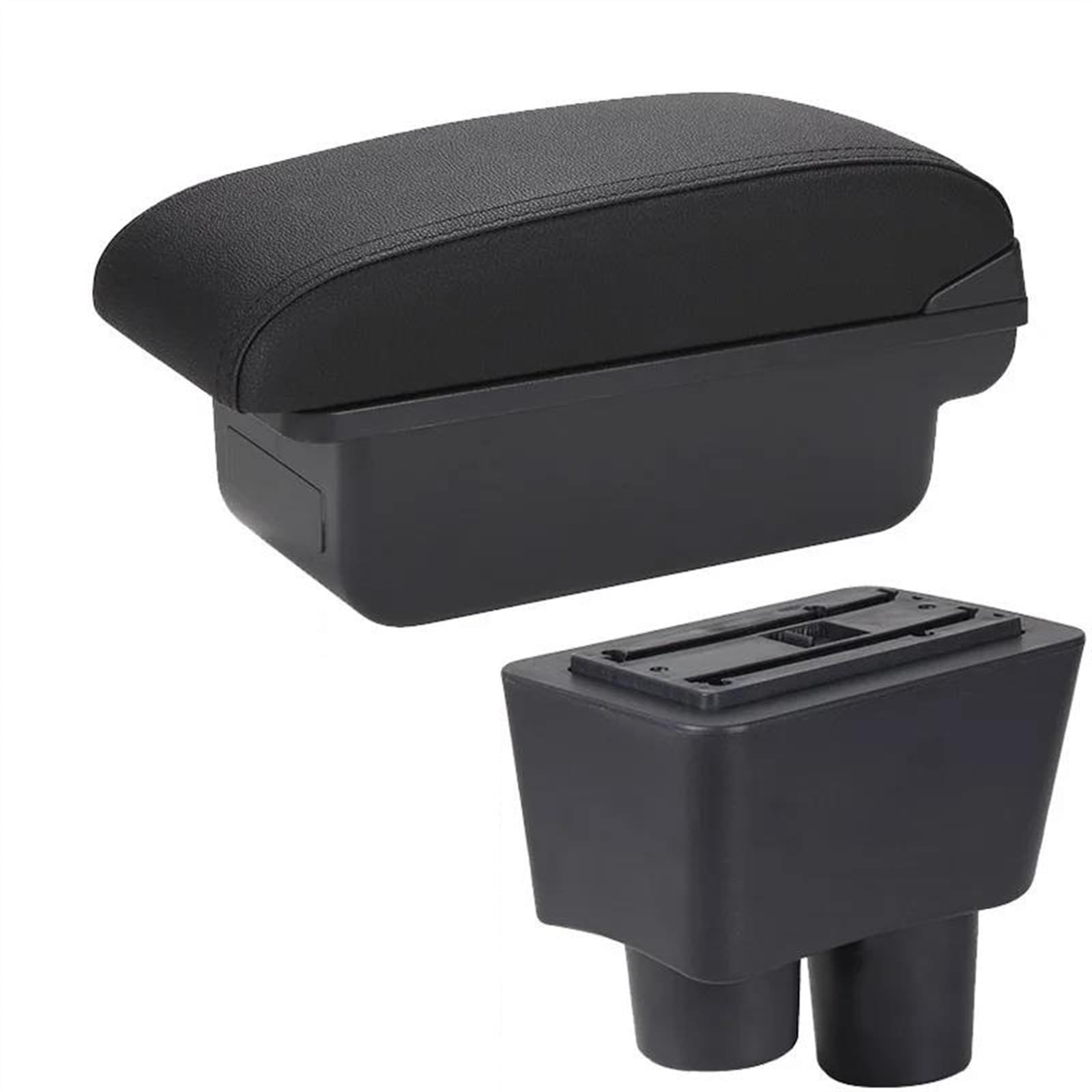 NMJLQW Storage Rack Car Interior Accessories Center Console Storage Box Multifunctional Armrest Storage Box For Almera For Versa(C2 Black line NO USB)