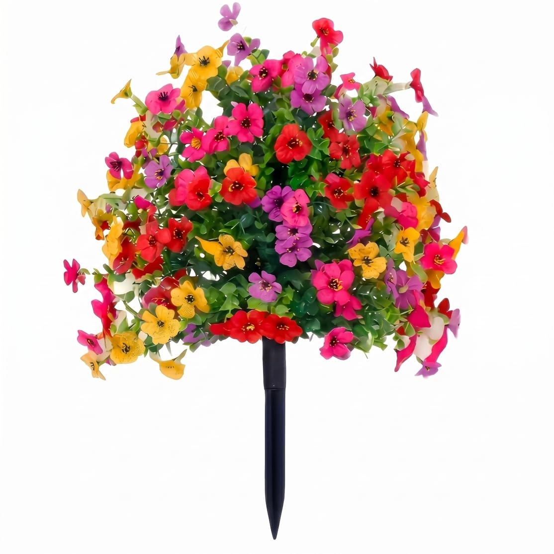 Bemonew Artificial Flowers For Outdoors With Ground Stakes, Faux Outdoor Plants - Multi-color Plastic Garden Stakes For Yard & Lawn